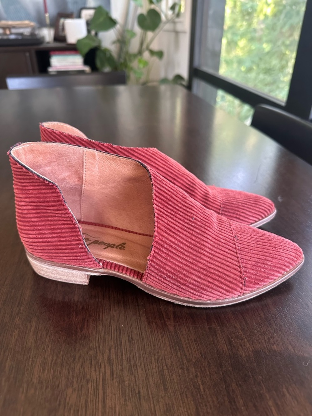 Free People Royale Corduroy Cutout Ankle Flats Rust Red 37 7 Flawless - Picture 3 of 7